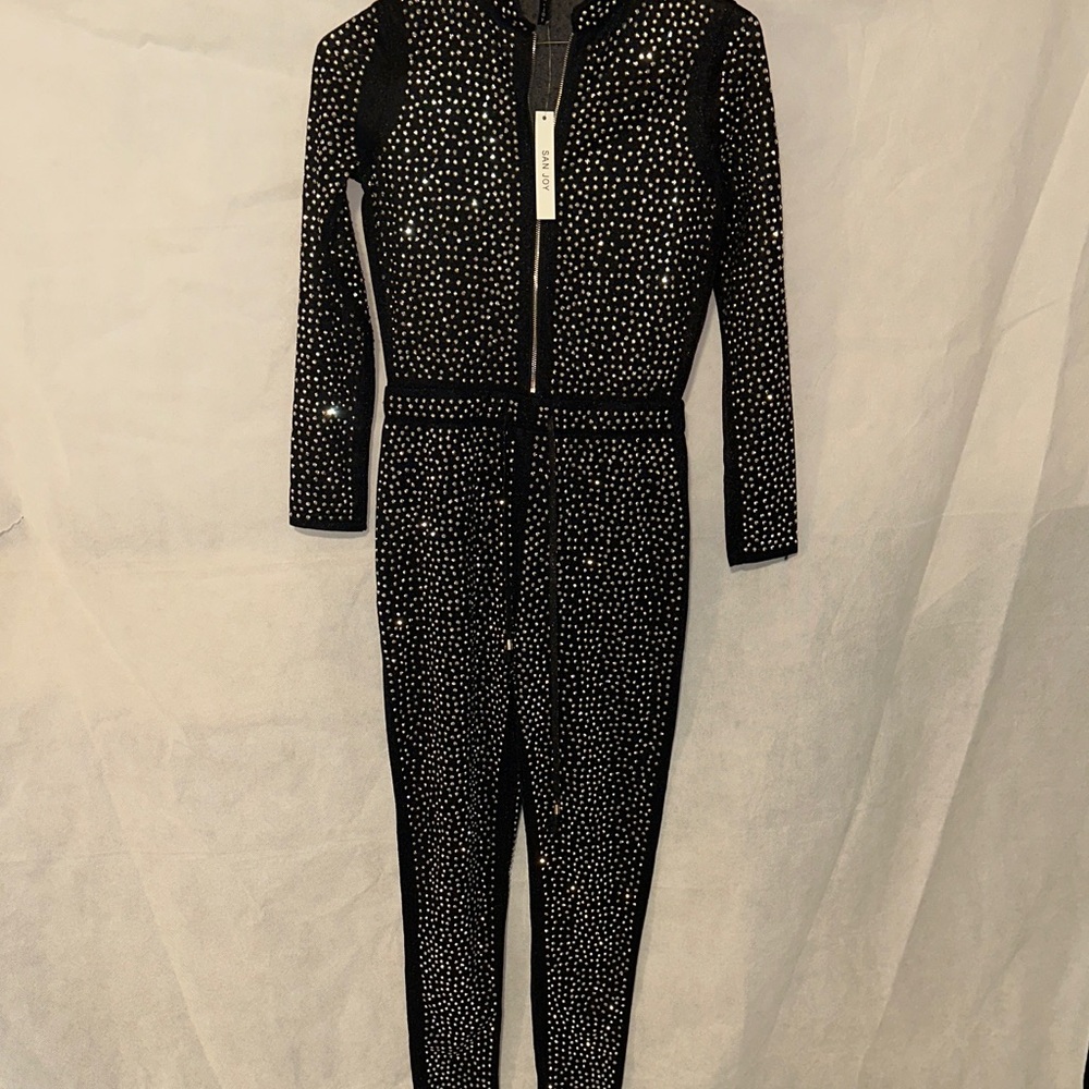 Black Rhinestone Jumpsuit